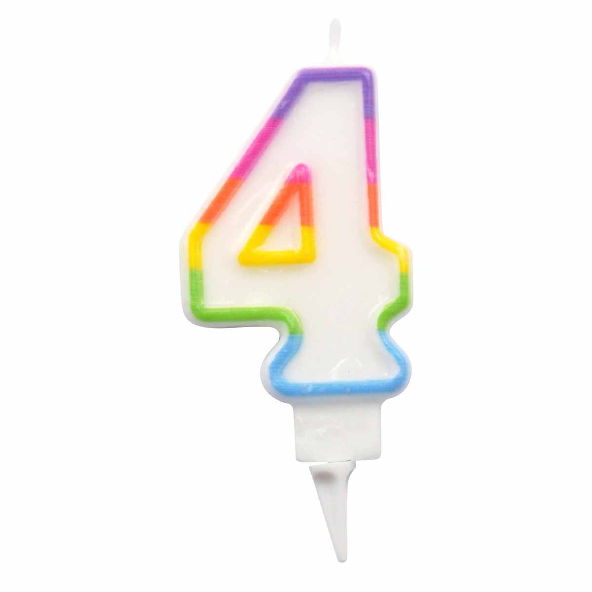 Bougie d'Anniversaire "Chiffre 4" 7cm Multicolore - Image 1
