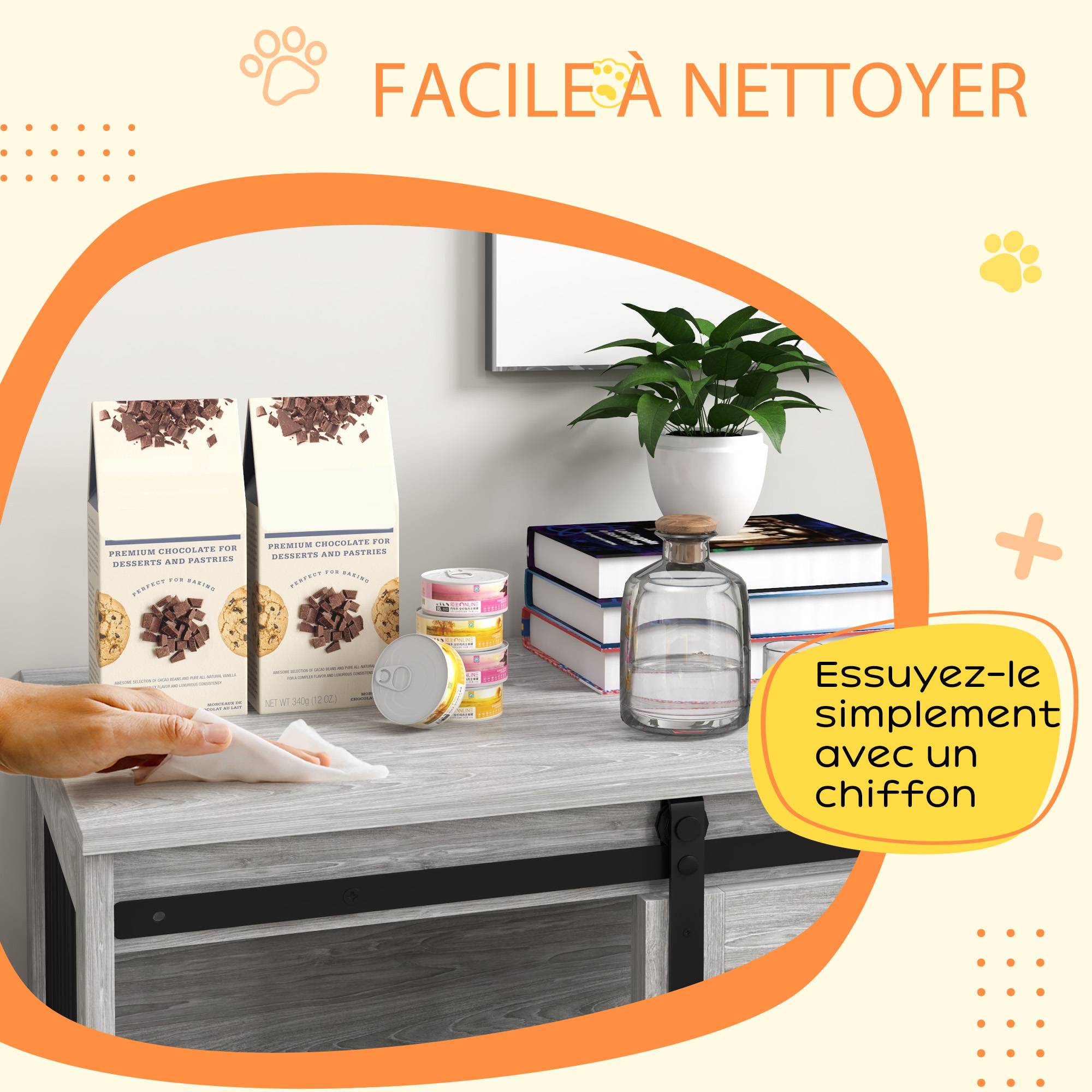 Cage chien intérieur bois métal table appoint porte coulissante 80x54x57cm gris - ComfortXL Outdoor Living - Image 9