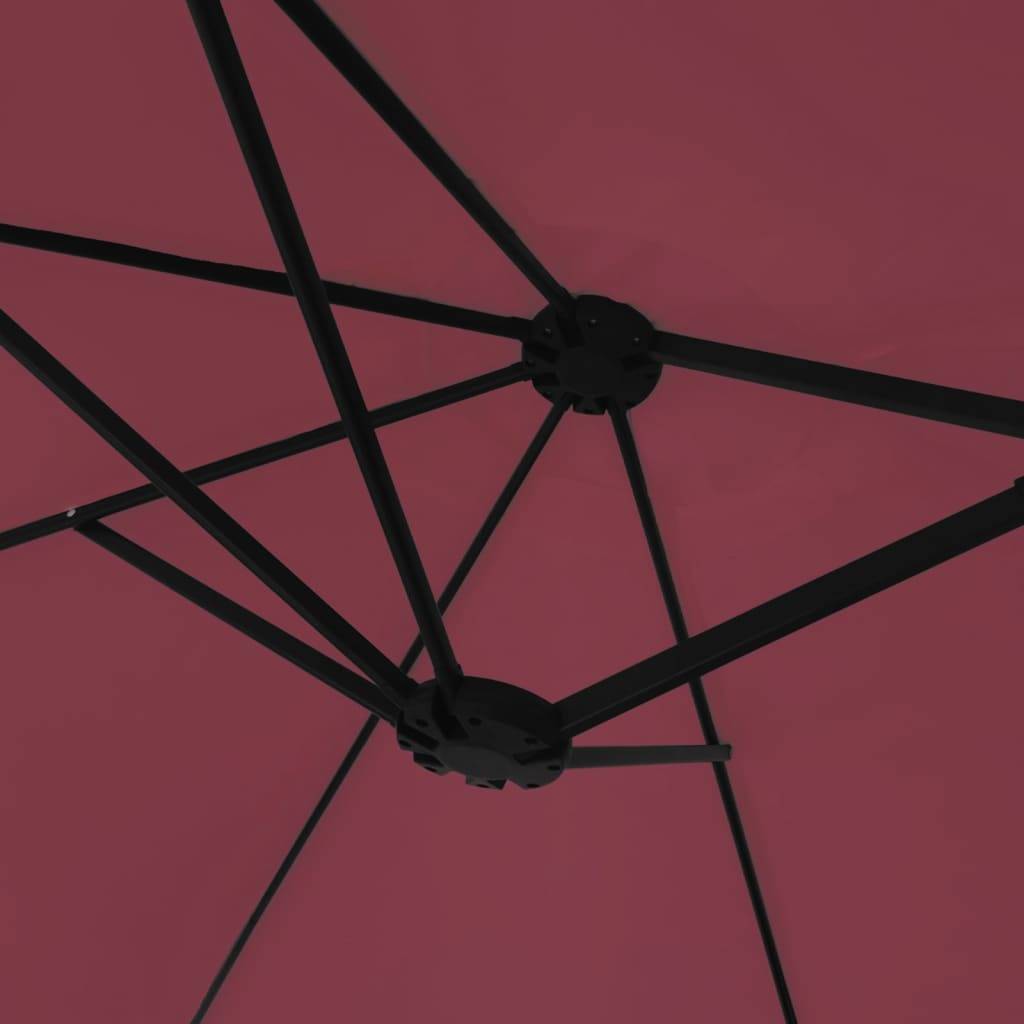 Parasol de jardin double tête rouge bordeaux 449 x 265 x 245 cm - PANGIVO - Image 5