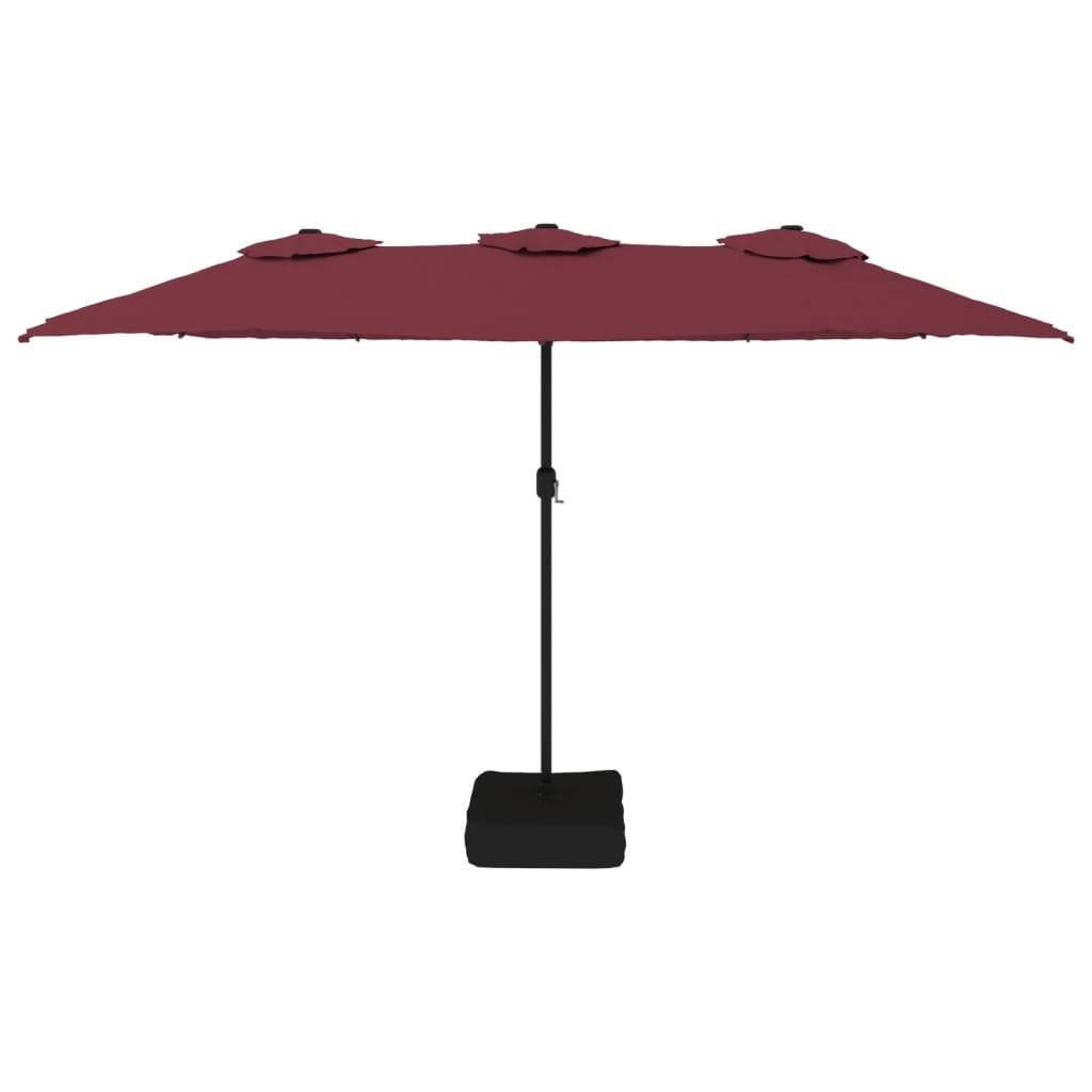Parasol de jardin double tête rouge bordeaux 449 x 265 x 245 cm - PANGIVO - Image 3
