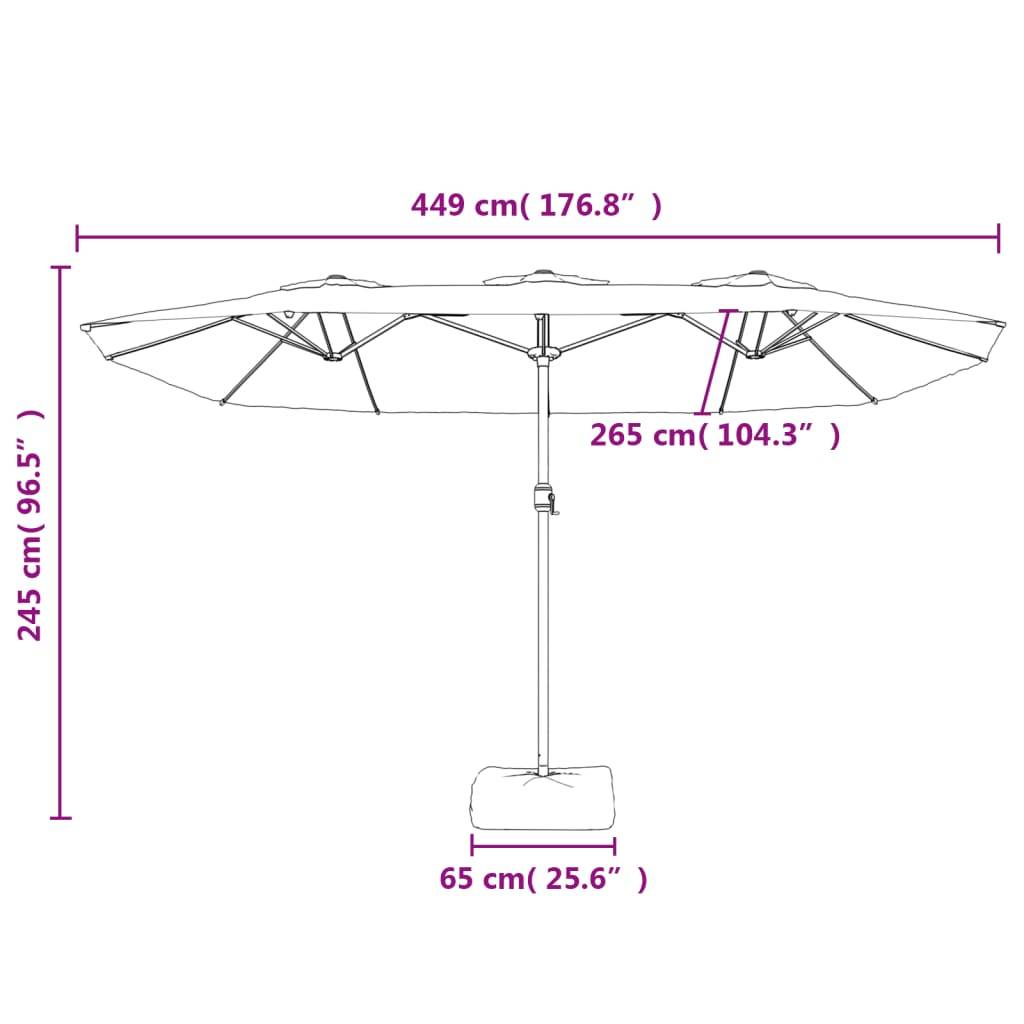 Parasol de jardin double tête rouge bordeaux 449 x 265 x 245 cm - PANGIVO - Image 7