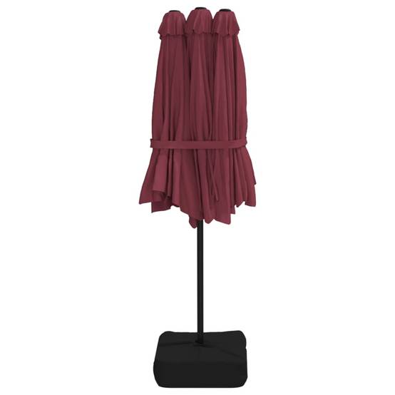 Parasol de jardin double tête rouge bordeaux 449 x 265 x 245 cm - PANGIVO - Image 4