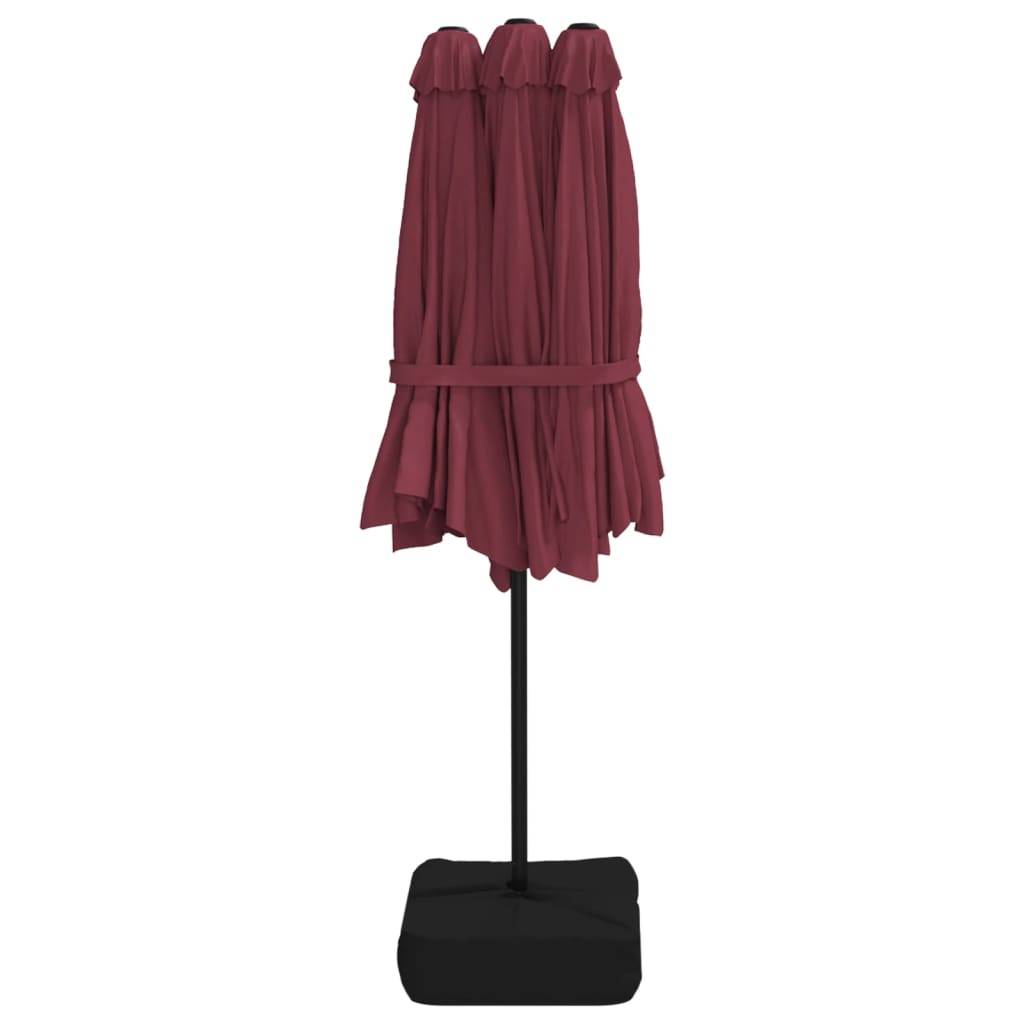 Parasol de jardin double tête rouge bordeaux 449 x 265 x 245 cm - PANGIVO - Image 4