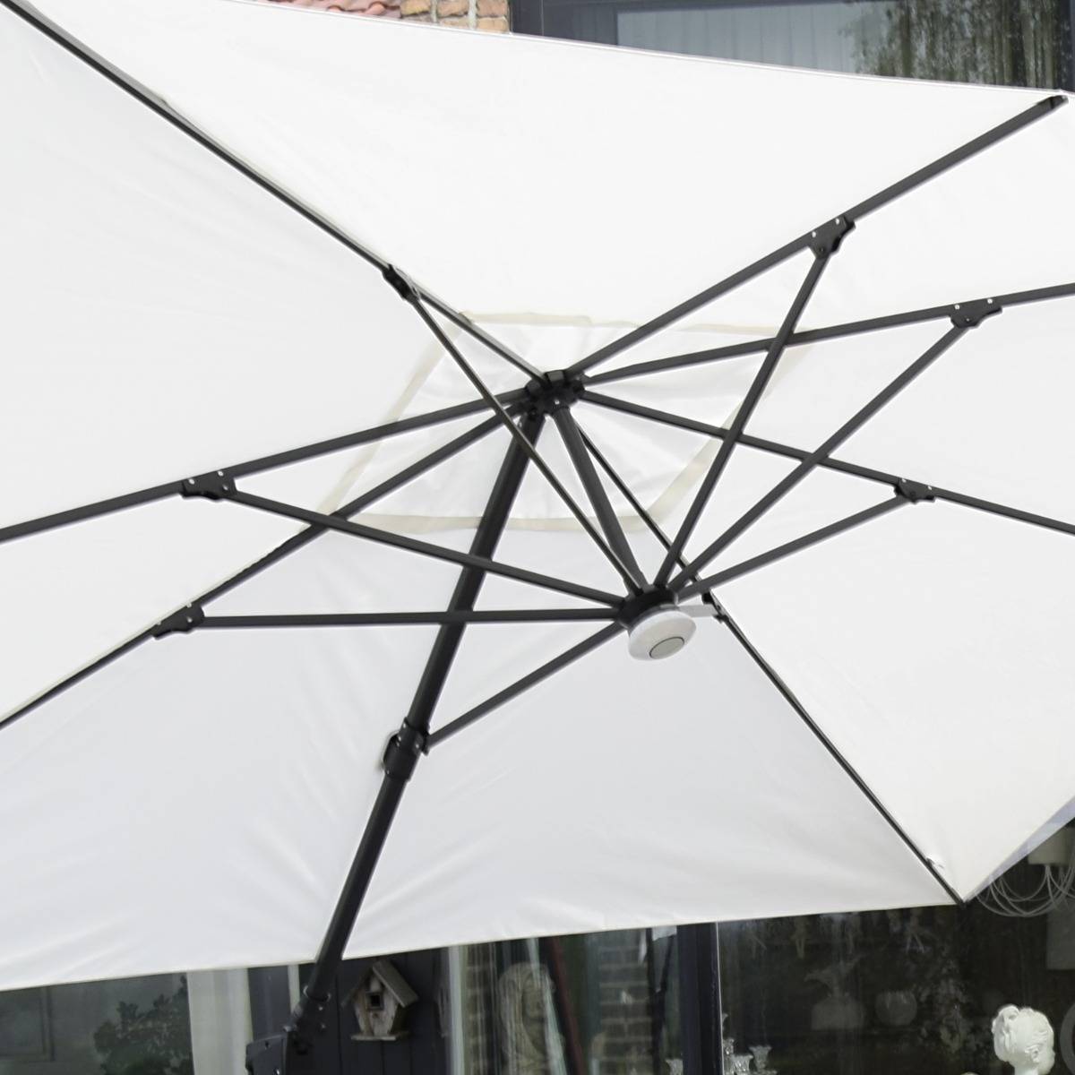 Parasol déporté rotatif 360° inclinable aluminium noir toile écrue 4x3 m Poseidon - Gecko Jardin - Image 3