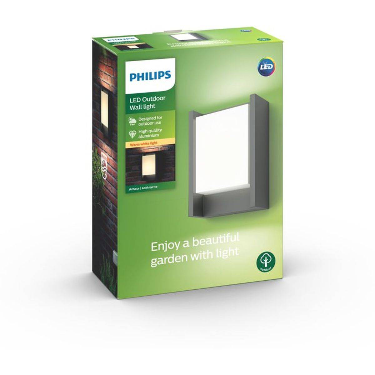 Philips - Applique murale - PHILIPS - Arbour - Éclairage extérieur - Lumiere blanche chaude - Large - IP44 - Image 9