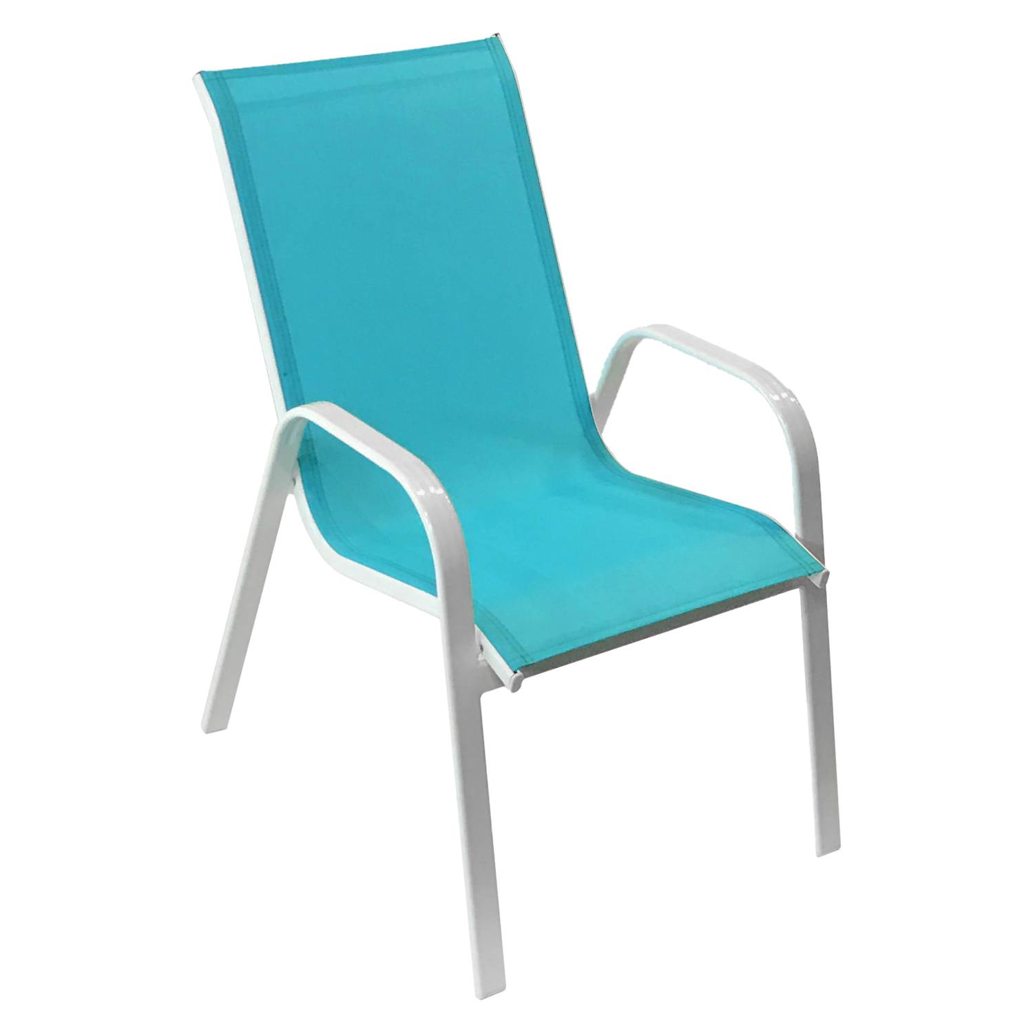 Happy Garden - Lot de 6 chaises MARBELLA en textilène bleu - aluminium blanc - HAPPY GARDEN - Imagen 2