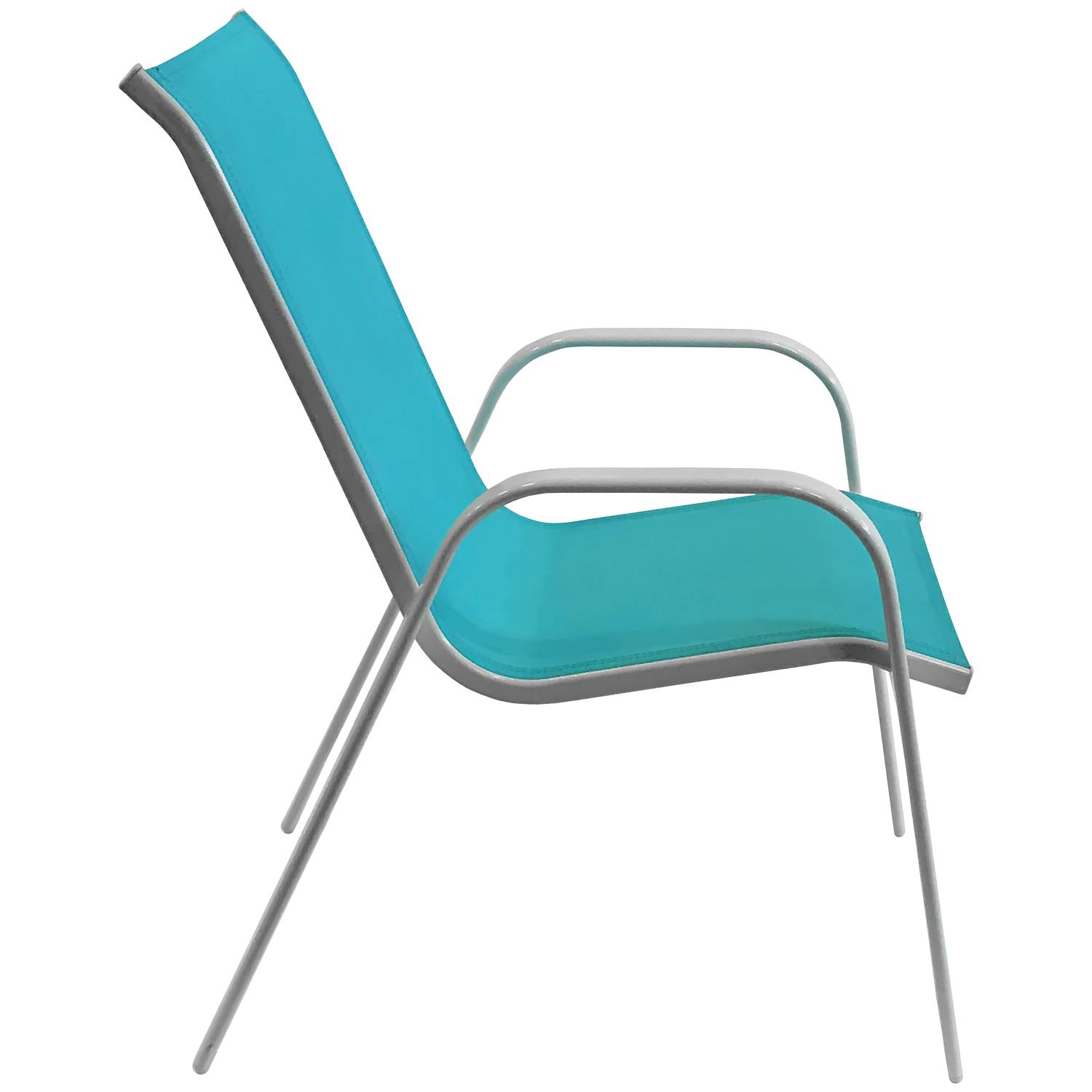 Happy Garden - Lot de 6 chaises MARBELLA en textilène bleu - aluminium blanc - HAPPY GARDEN - Imagen 4