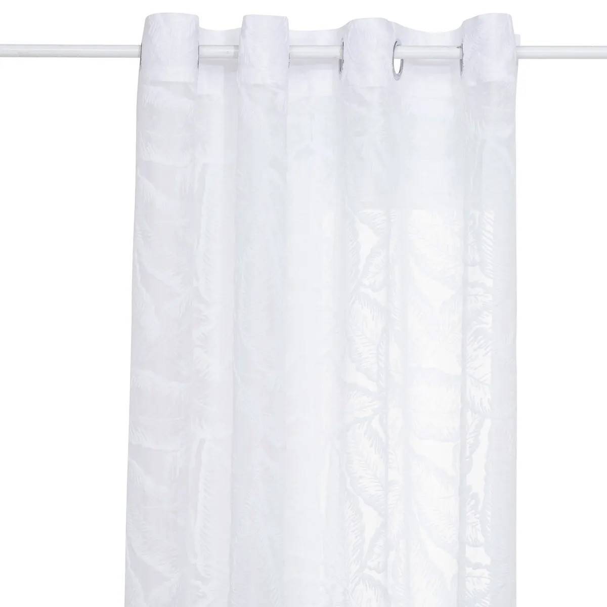 Rideau Voilage Motifs Feuilles "Lazi" 140x240cm Blanc - Image 1