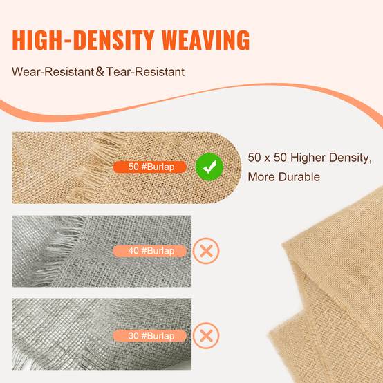 Vevor - VEVOR Rouleau toile de jute 1016 mm x 22,86 m, 50x50, naturel. - Image 3