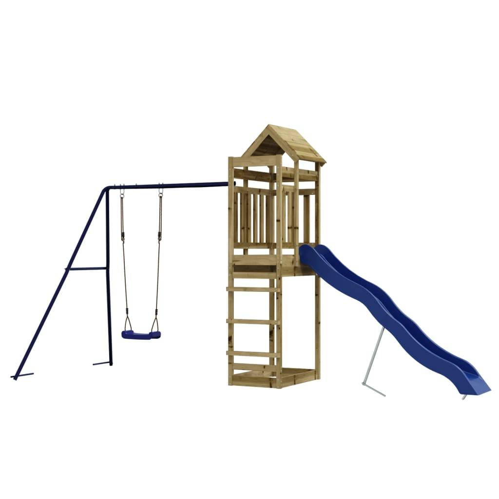 Helloshop26 - Aire de jeux d'extérieur balançoires toboggan portiques robuste jeux jardin 90 x 64 x 238 cm bois de pin imprégné - Imagen 3