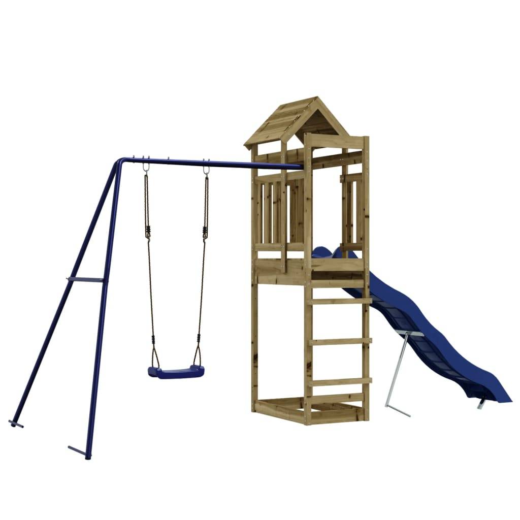 Helloshop26 - Aire de jeux d'extérieur balançoires toboggan portiques robuste jeux jardin 90 x 64 x 238 cm bois de pin imprégné - Imagen 1
