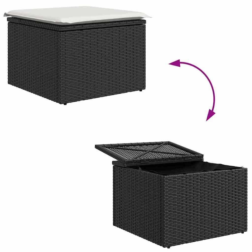 Salon de Jardin 9pcs Poly Rotin Modulable 8 Places avec Coffres et Pouf Terrasse Noir Blanc – ComfortXL Outdoor Living - Image 8
