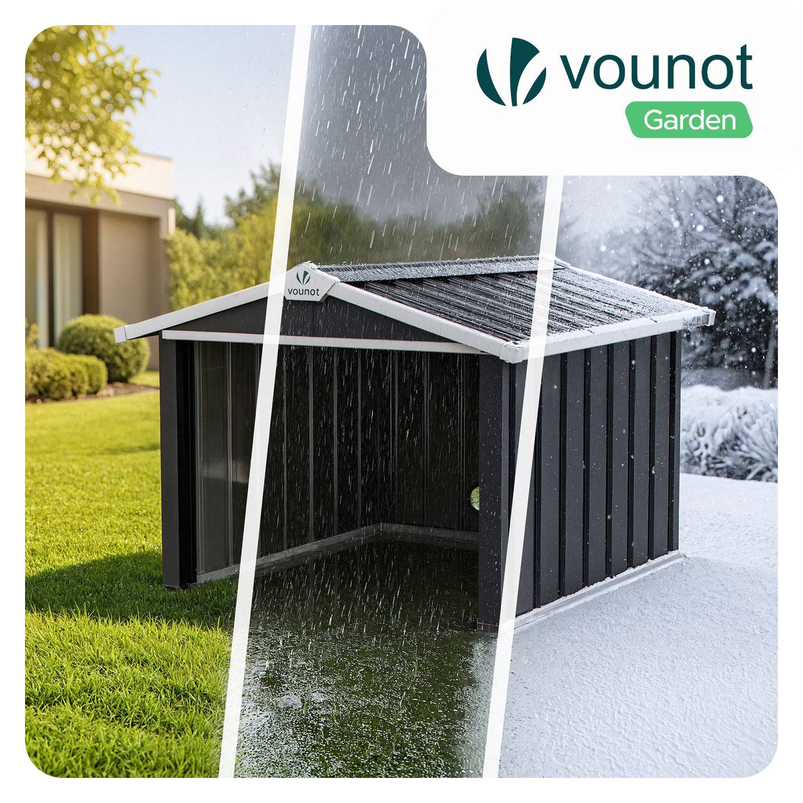 Vounot - Garage pour robot tondeuse en métal 87x100x63.5cm, Abri extérieur protection contre les intempéries et UV, Noir, VOUNOT® - Image 4