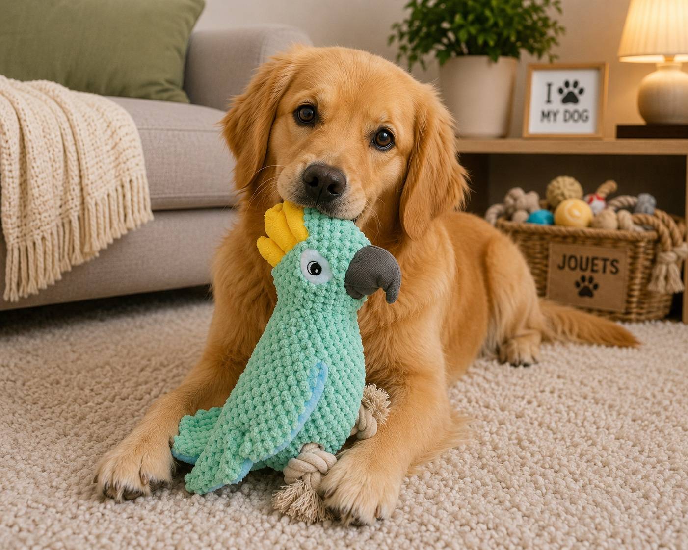Jouet peluche Pablo le perroquet corde pour chien - Image 2