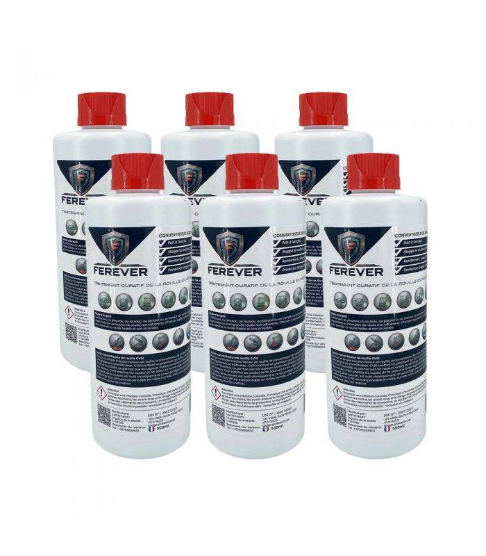Lot 6 bidons convertisseur de rouille 0,5L longue durée, séchage rapide - FEREVER CV01x6 - Image 1