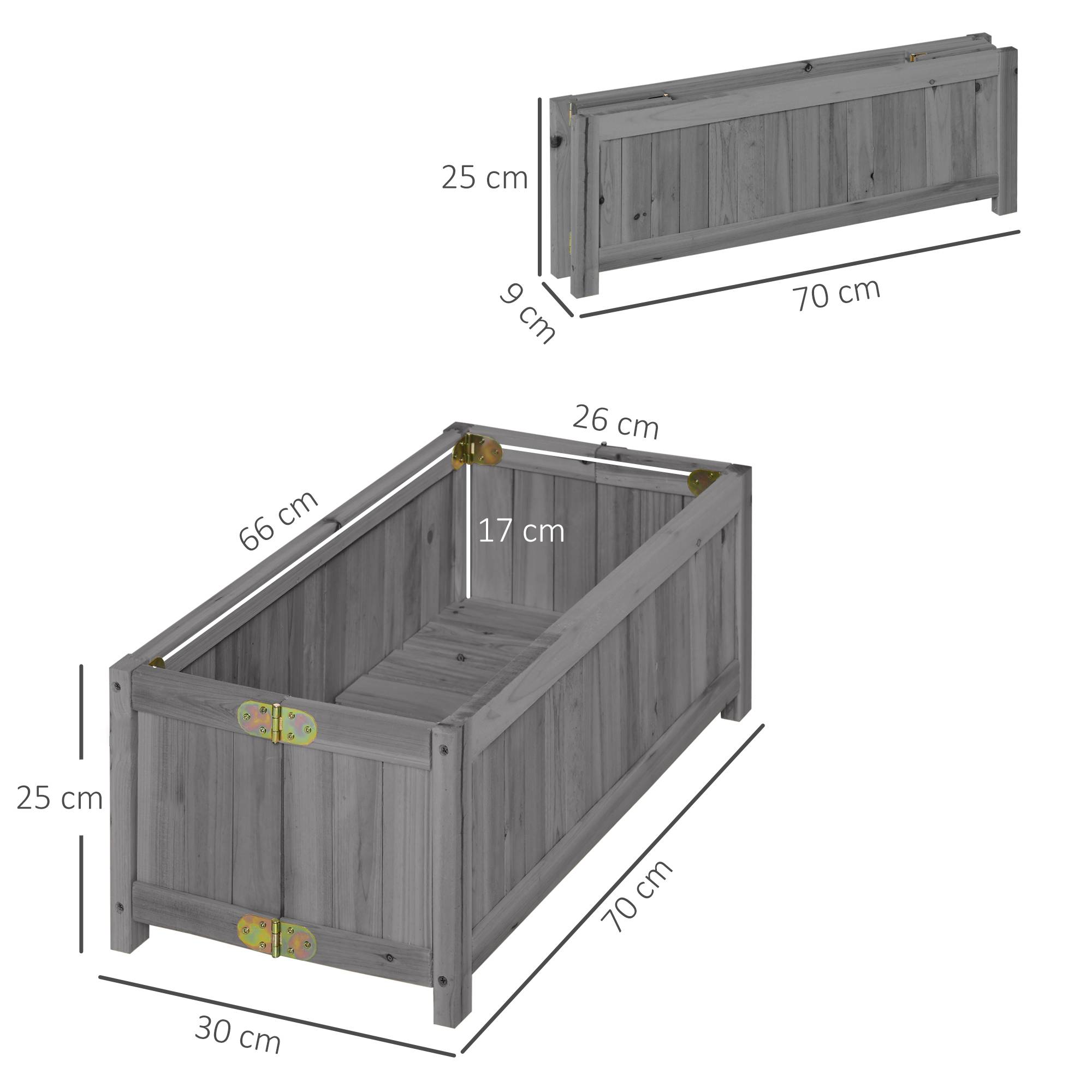 Outsunny - Jardinière sur pied pliable bac à Fleurs 70x30x25 cm pliable bois sapin gris - Outsunny - Image 3