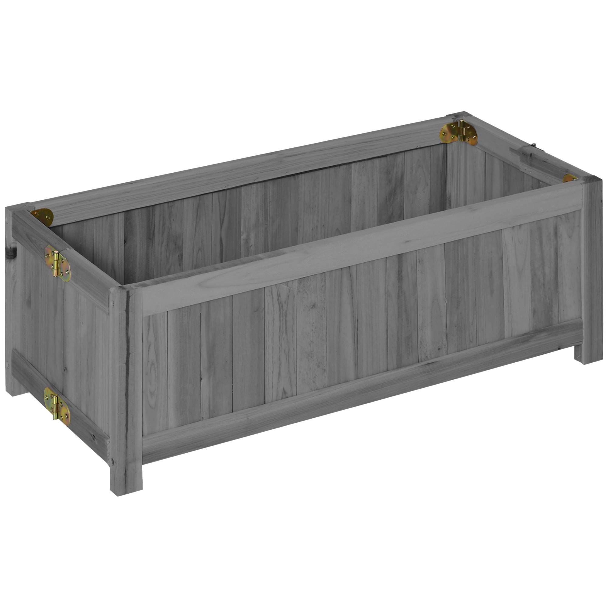 Outsunny - Jardinière sur pied pliable bac à Fleurs 70x30x25 cm pliable bois sapin gris - Outsunny - Image 1