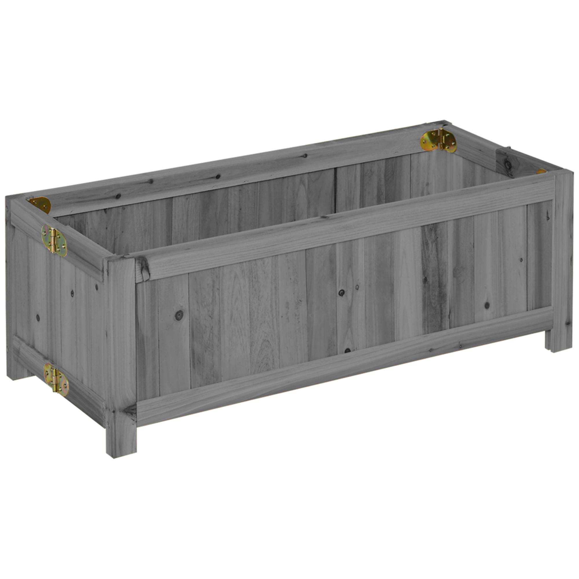 Outsunny - Jardinière sur pied pliable bac à Fleurs 70x30x25 cm pliable bois sapin gris - Outsunny - Image 8