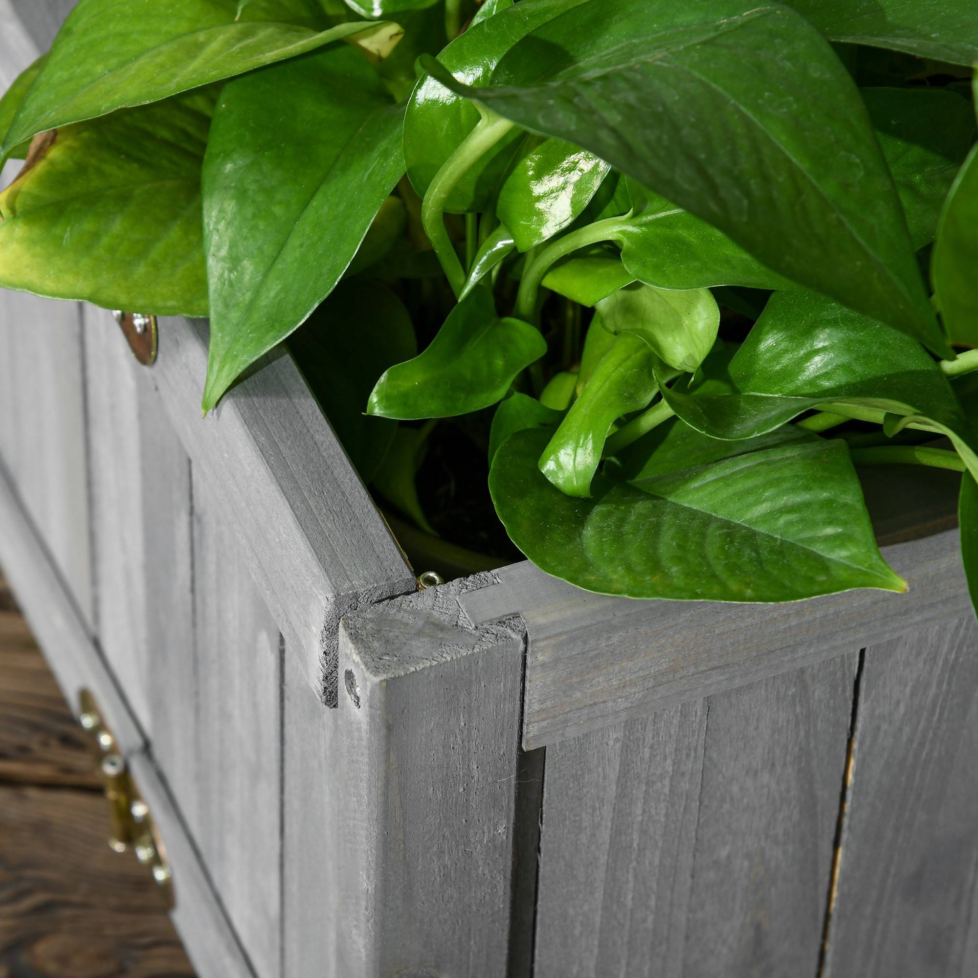 Outsunny - Jardinière sur pied pliable bac à Fleurs 70x30x25 cm pliable bois sapin gris - Outsunny - Image 6