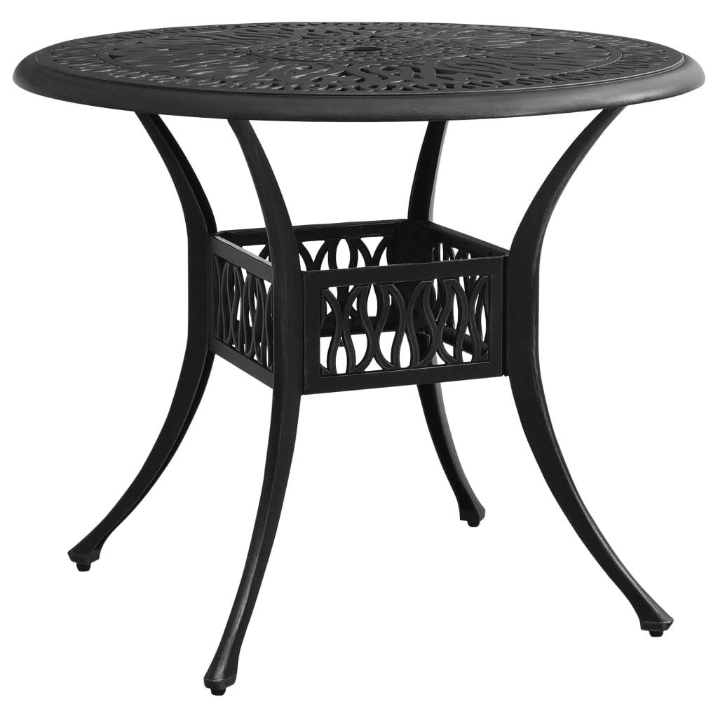 ComfortXL - Table de Jardin Noire Ronde Ø90cm en Aluminium Moulé pour 4 Personnes, avec Trou de Parasol – ComfortXL Outdoor Living - Image 1