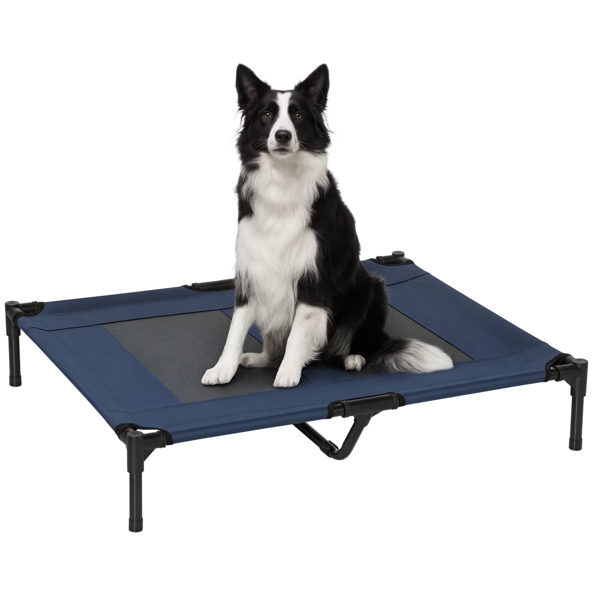 Lit surélevé XL chien Tissu Oxford Textilène Repos ventilé 92x76x18cm Bleu - ComfortXL Outdoor Living - Image 1