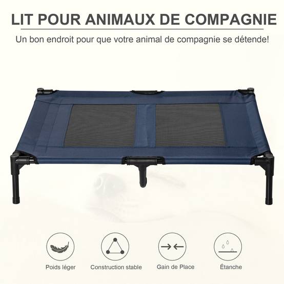 Lit surélevé XL chien Tissu Oxford Textilène Repos ventilé 92x76x18cm Bleu - ComfortXL Outdoor Living - Image 6