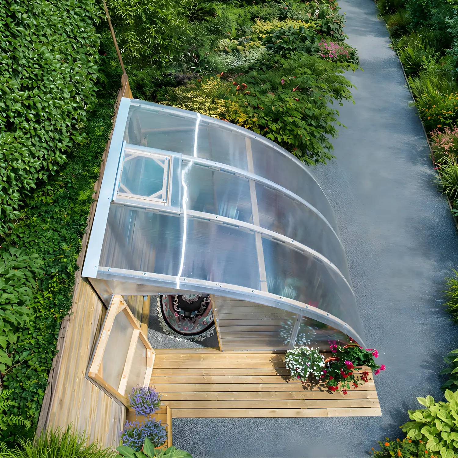 Serre en bois adossée 12m² Norhage Vegg 300 - Polycarbonate 16mm - Image 3