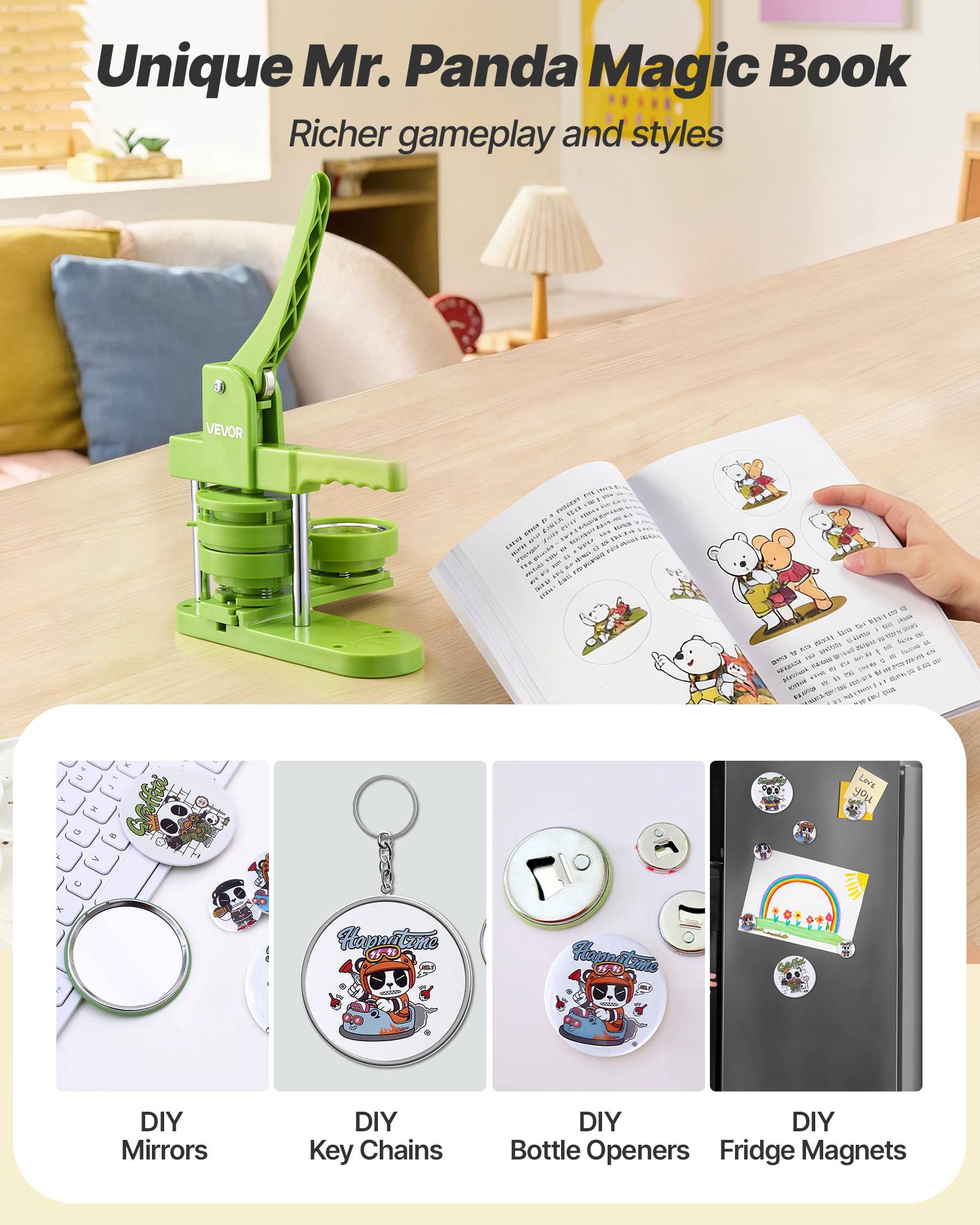 Vevor - VEVOR machine à badges 75 mm, kit DIY complet 100 badges, cadre ABS renforcé, accessoires inclus. - Image 6