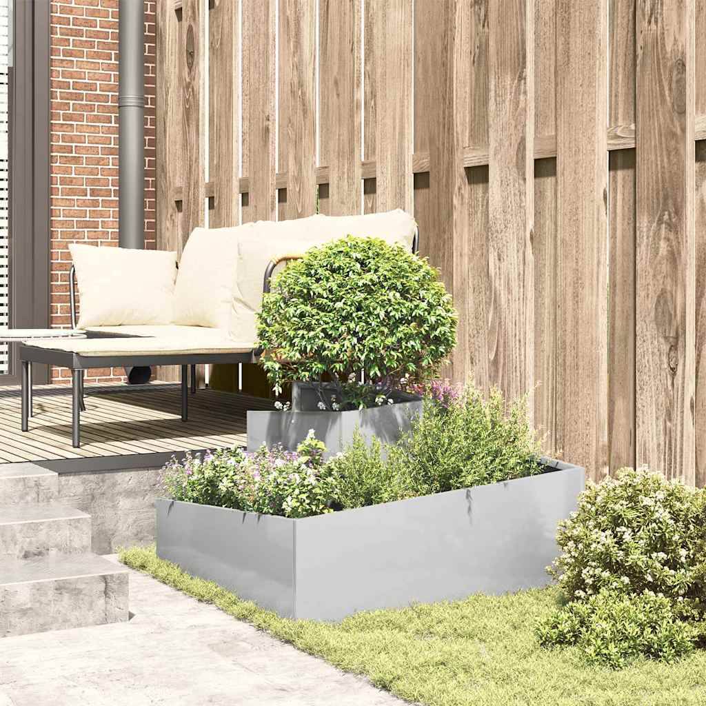 Grand pot de fleurs carré Acier Inox intérieur extérieur Argent 80x80x50 cm – ComfortXL Outdoor Living - Image 4