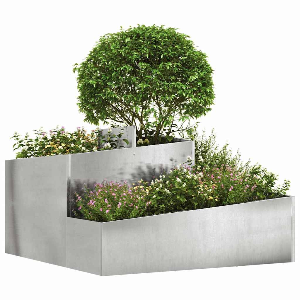 Grand pot de fleurs carré Acier Inox intérieur extérieur Argent 80x80x50 cm – ComfortXL Outdoor Living - Image 3