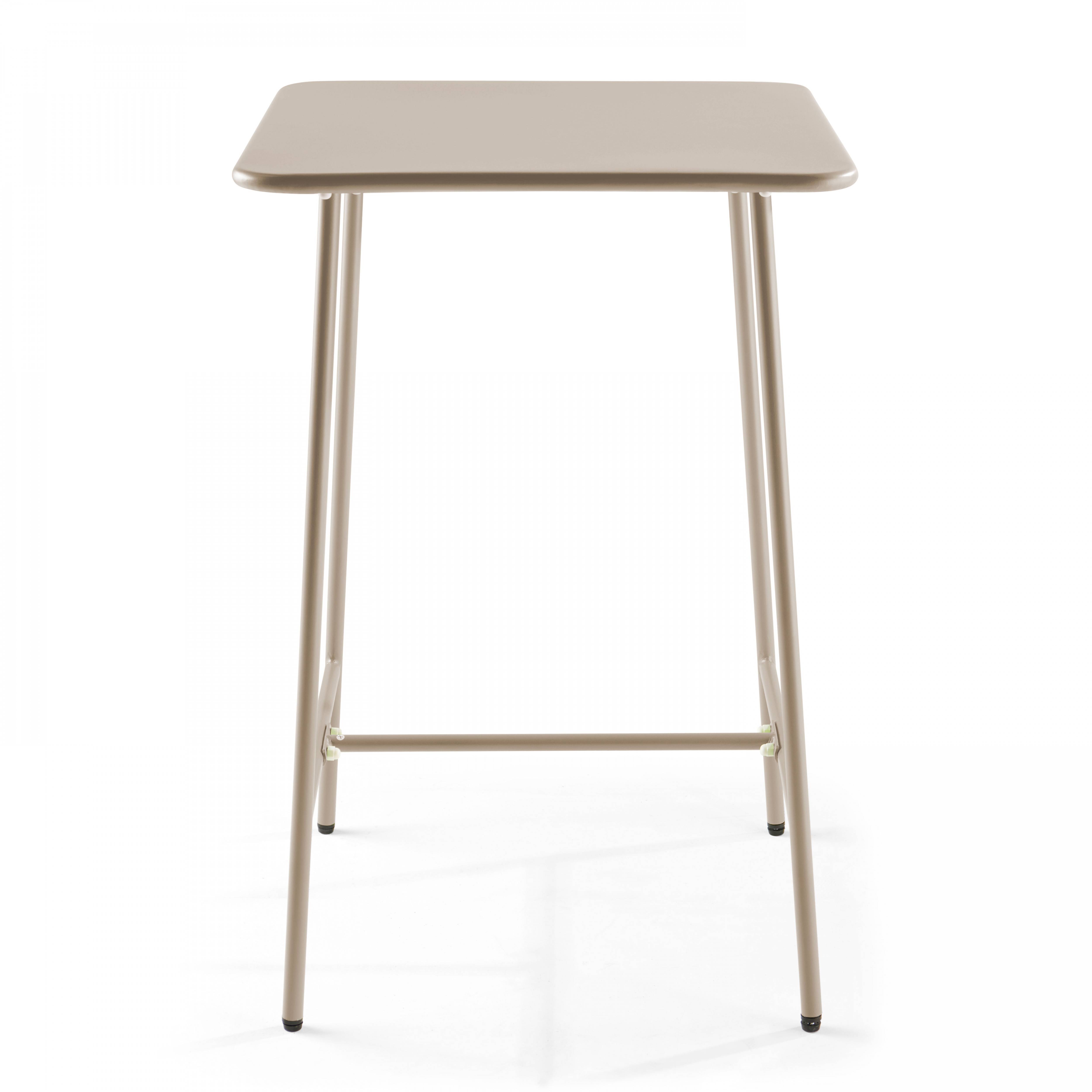 Oviala - Table haute de jardin carrée en acier taupe Palavas - Oviala - Imagen 5