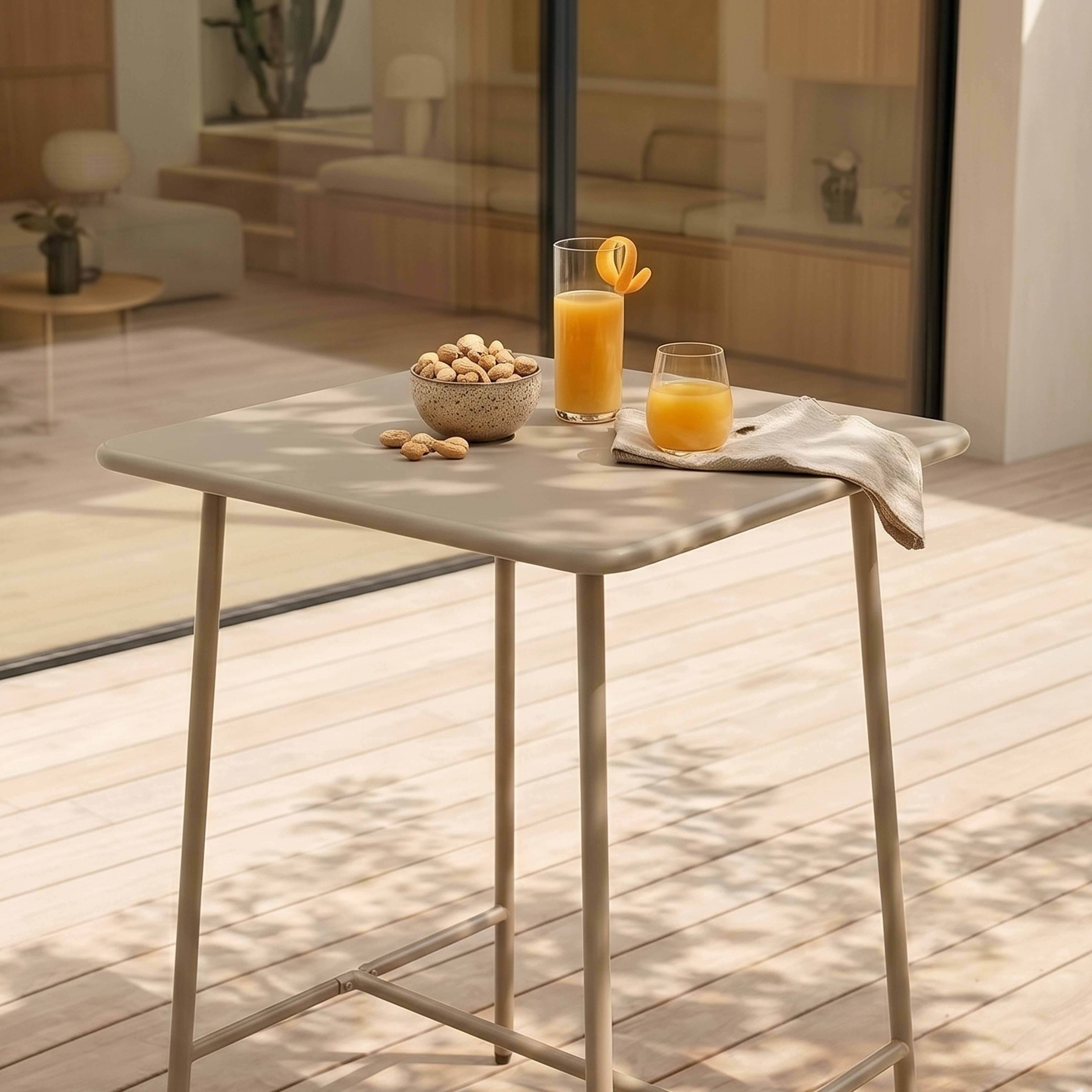 Oviala - Table haute de jardin carrée en acier taupe Palavas - Oviala - Imagen 3