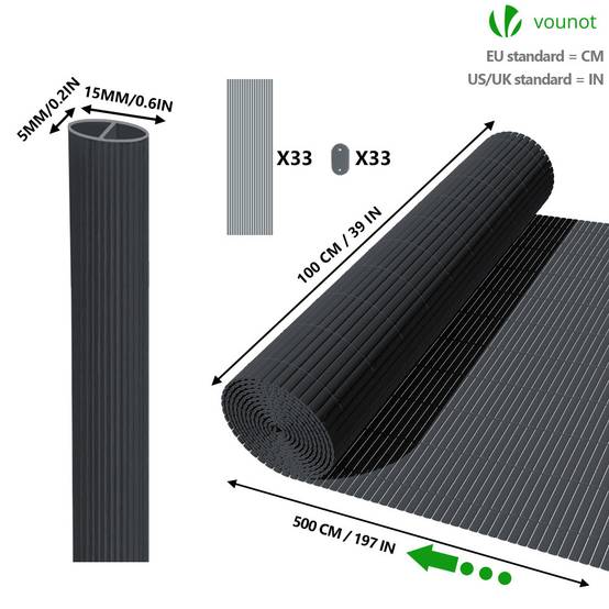 Canisse PVC brise vue ultra renforce avec attaches de fixation 100x500cm gris - Image 5