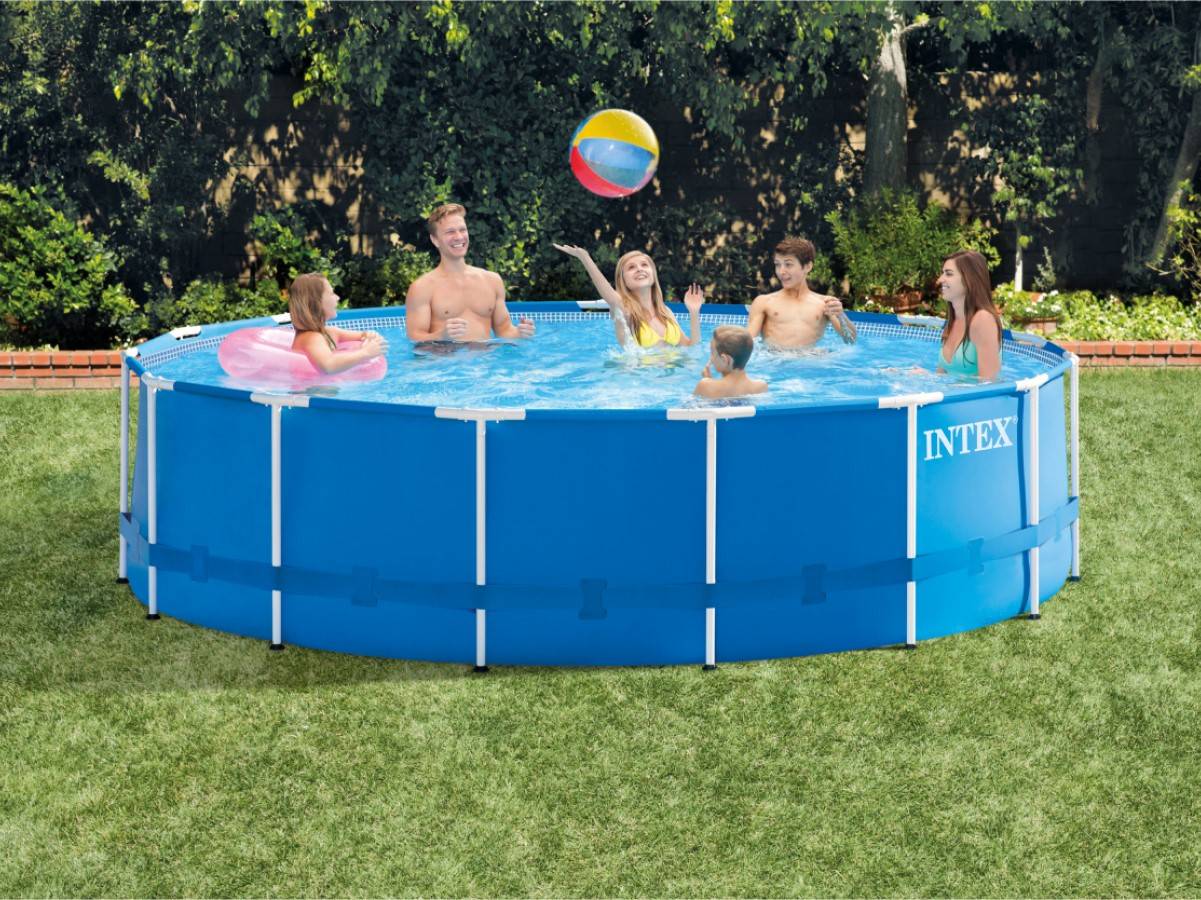 Kit piscine tubulaire Intex Metal Frame ronde 4,57 x 1,22 m + Kit d'entretien - Image 2