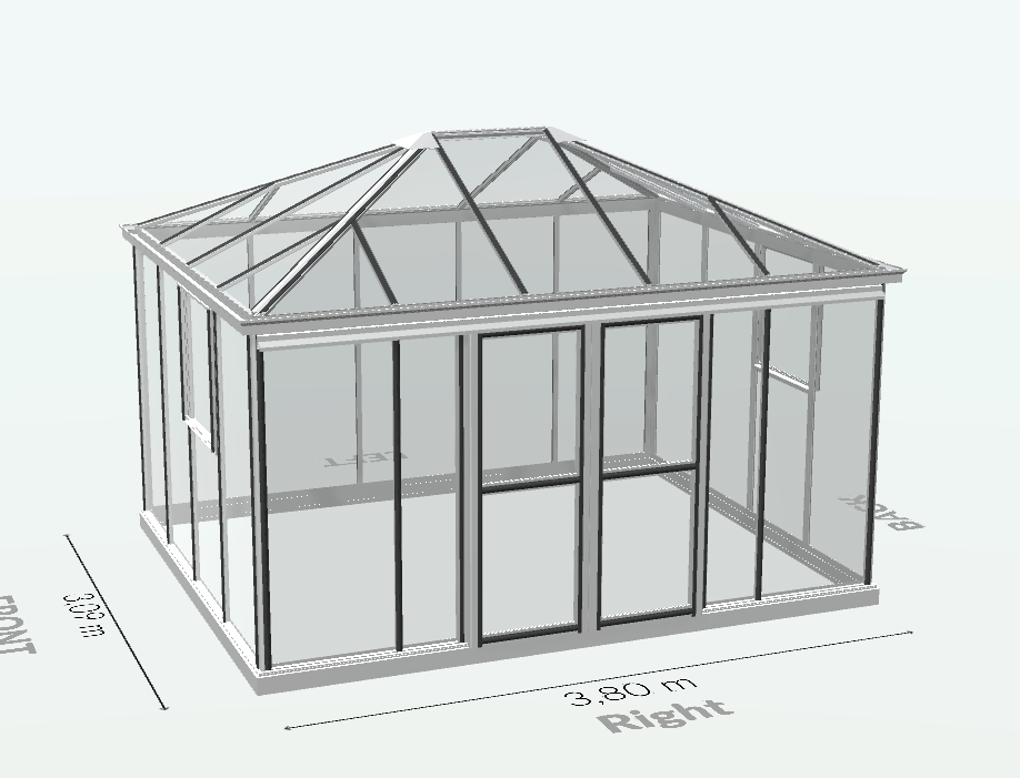 15m²  -  Serre en verre trempé - Euro Pyra Stretched - Laquée - 15m² - blanc pur - L'atelier Des Serres - Imagen 4