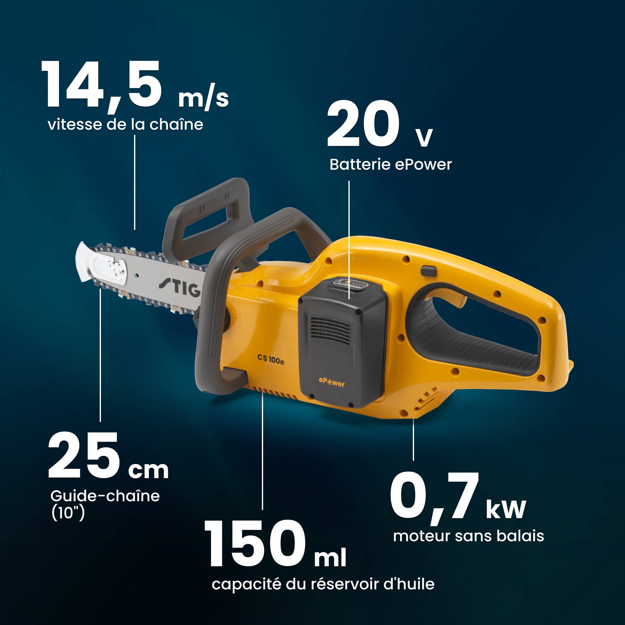 Stiga - Kit tronçonneuse CS 100e, batterie 20V, moteur 700 W - STIGA - Imagen 5