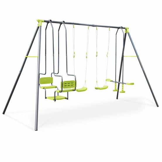 Balançoire 4 agrès Meltemi. portique 6 places avec 2 balançoires. 1 face à face et 1 nacelle. 223cm de hauteur. station de jeux extérieure | sweeek - Image 1