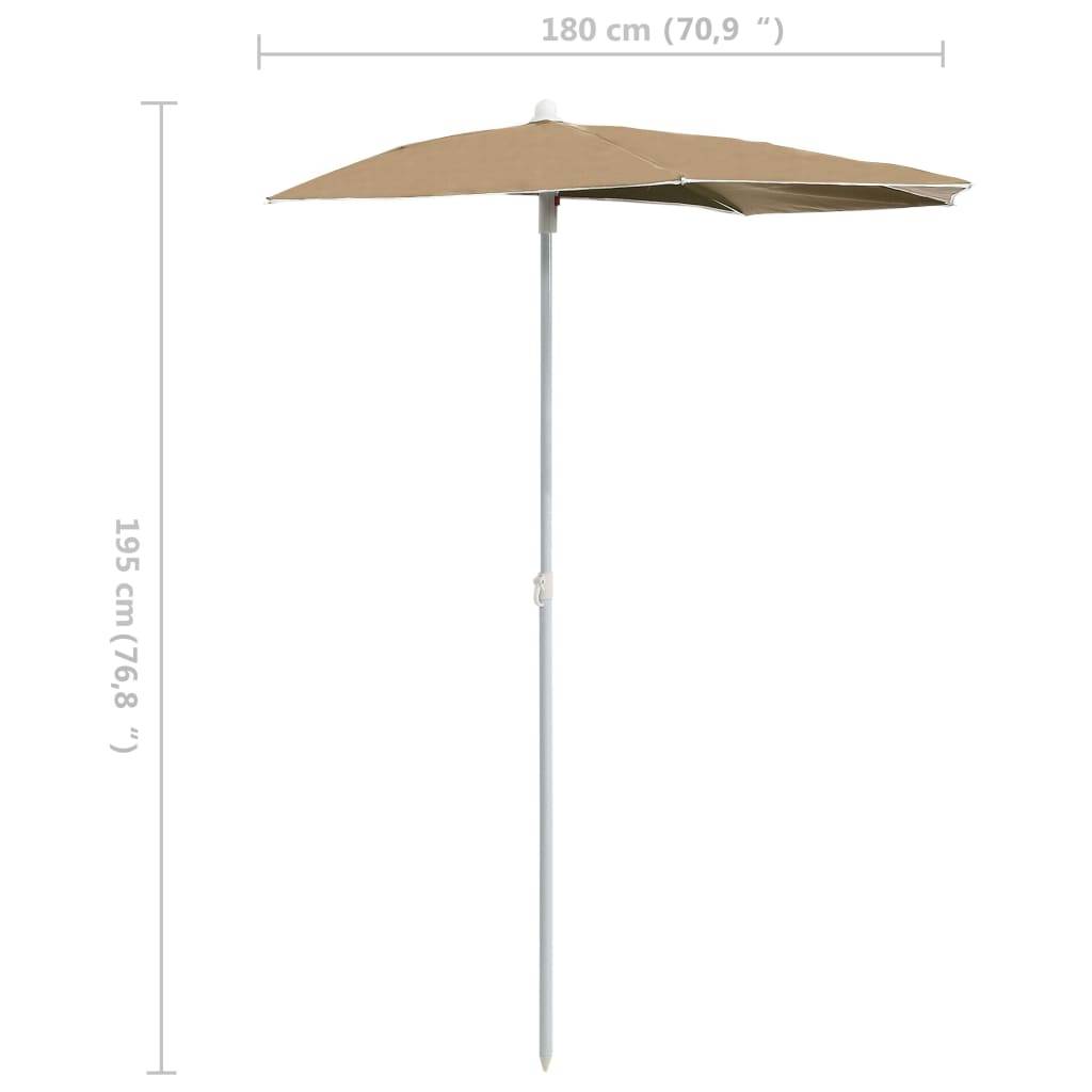 PANGIVO - Demi-parasol de jardin polyester acier taupe 180 x 90 x 195 cm - PANGIVO - Image 8