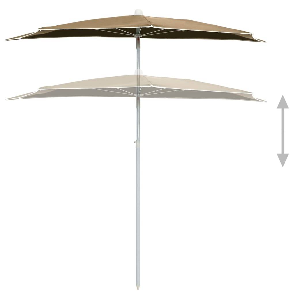 PANGIVO - Demi-parasol de jardin polyester acier taupe 180 x 90 x 195 cm - PANGIVO - Image 4
