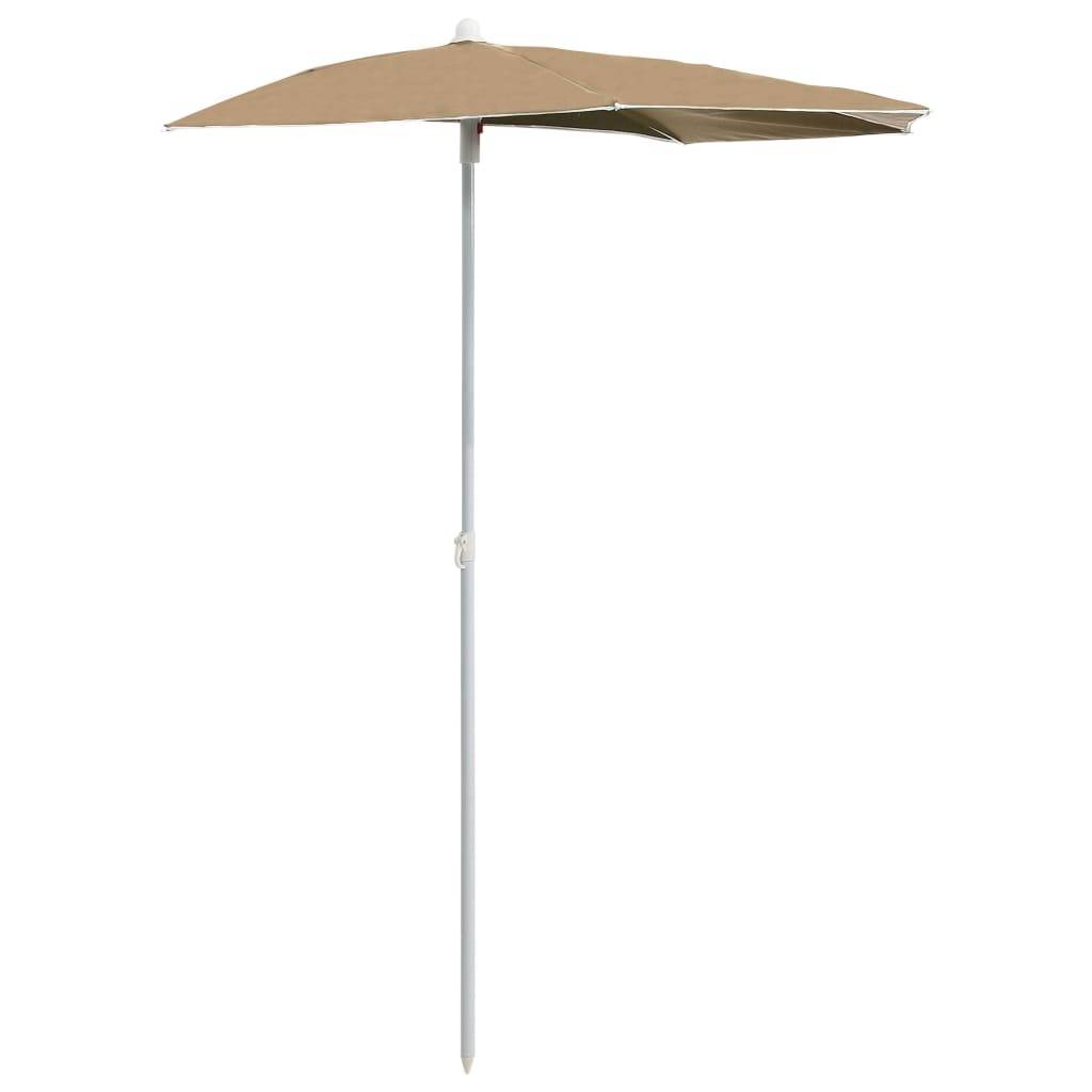 PANGIVO - Demi-parasol de jardin polyester acier taupe 180 x 90 x 195 cm - PANGIVO - Image 2