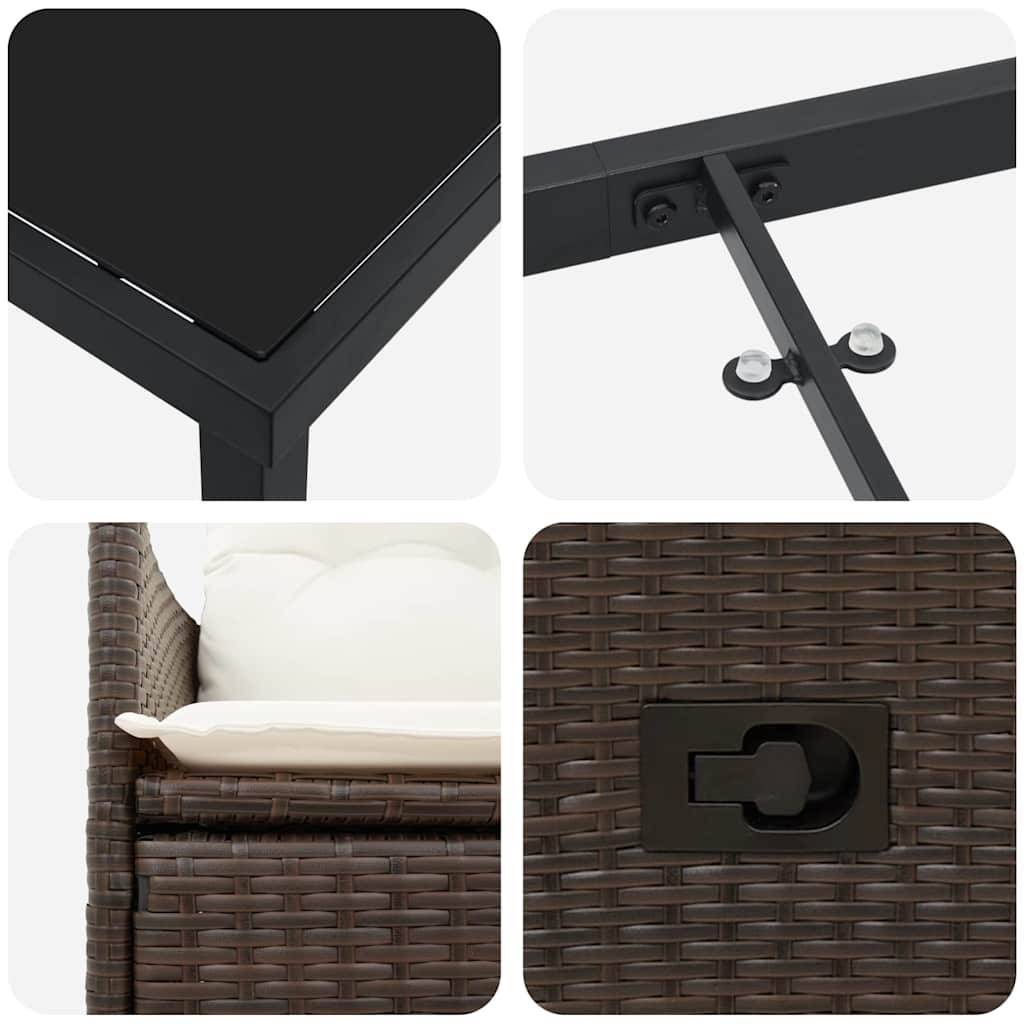 ComfortXL - Petit Salon de Jardin 3 Pièces Marron Polyrotin Fauteuils Inclinables pour Détente – ComfortXL Outdoor Living - Image 9