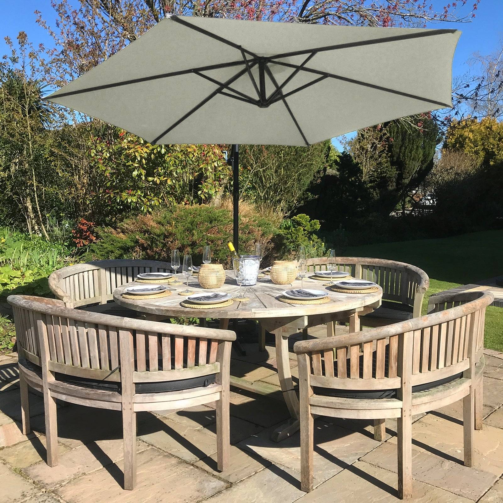 Monstershop - Parasol Cantilever Crème & Base Ronde 3m x 3m x 2.5m - Imagen 5