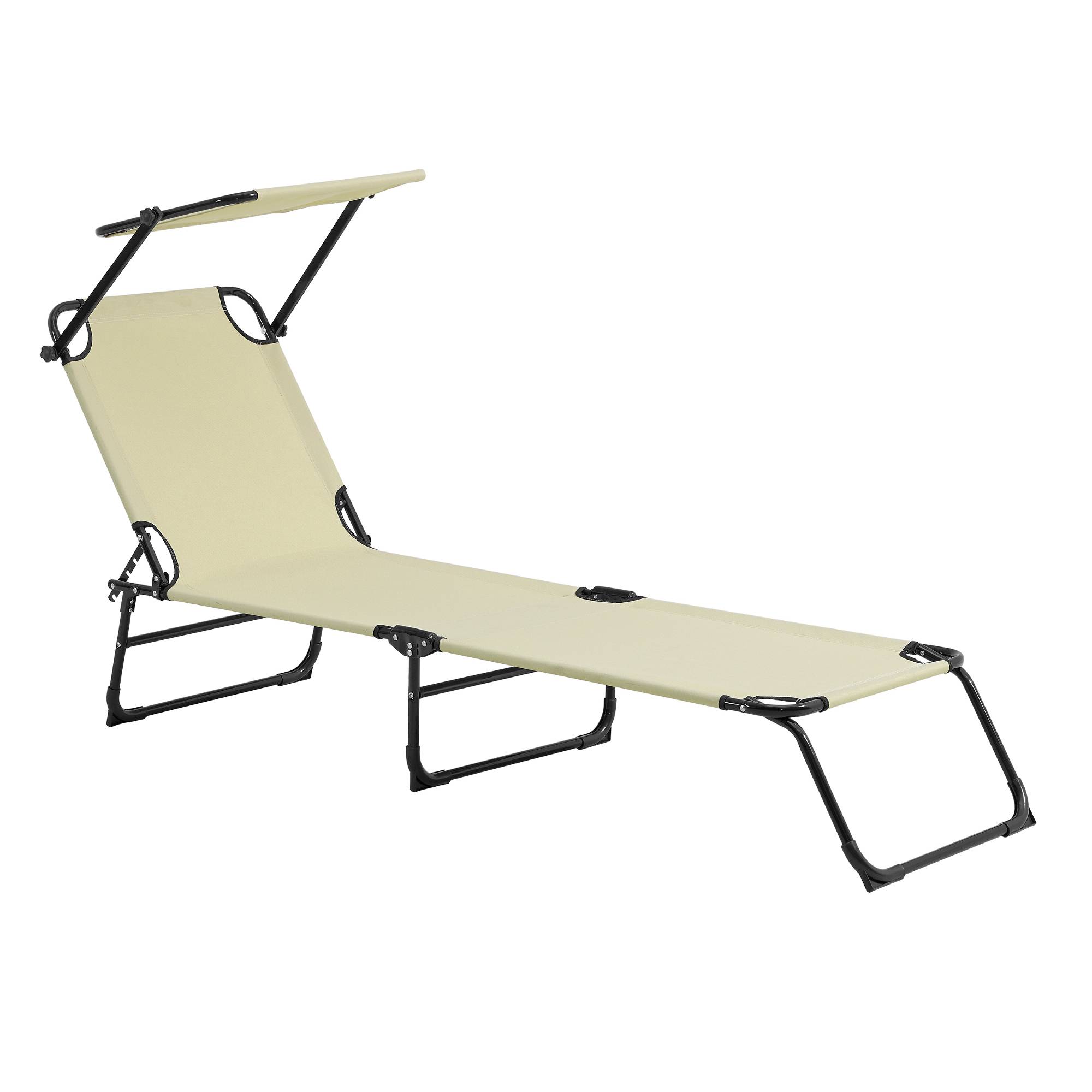 Casa.Pro - Tumbona Plegable Lomeda con Parasol Crema 187 x 53 x 27 cm [casa.pro] - Imagen 1