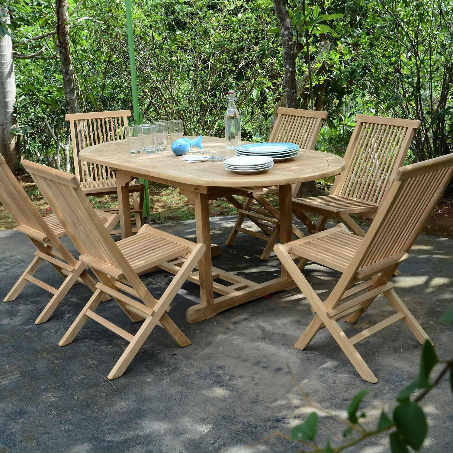 Salon de jardin en teck massif Manille, 6 places - TECK'Attitude - Imagen 5