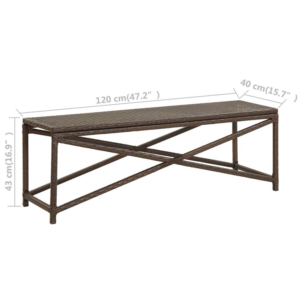 Vidaxl - Banc de jardin 120 cm Résine tressée Marron vidaXL 46212 - Imagen 3