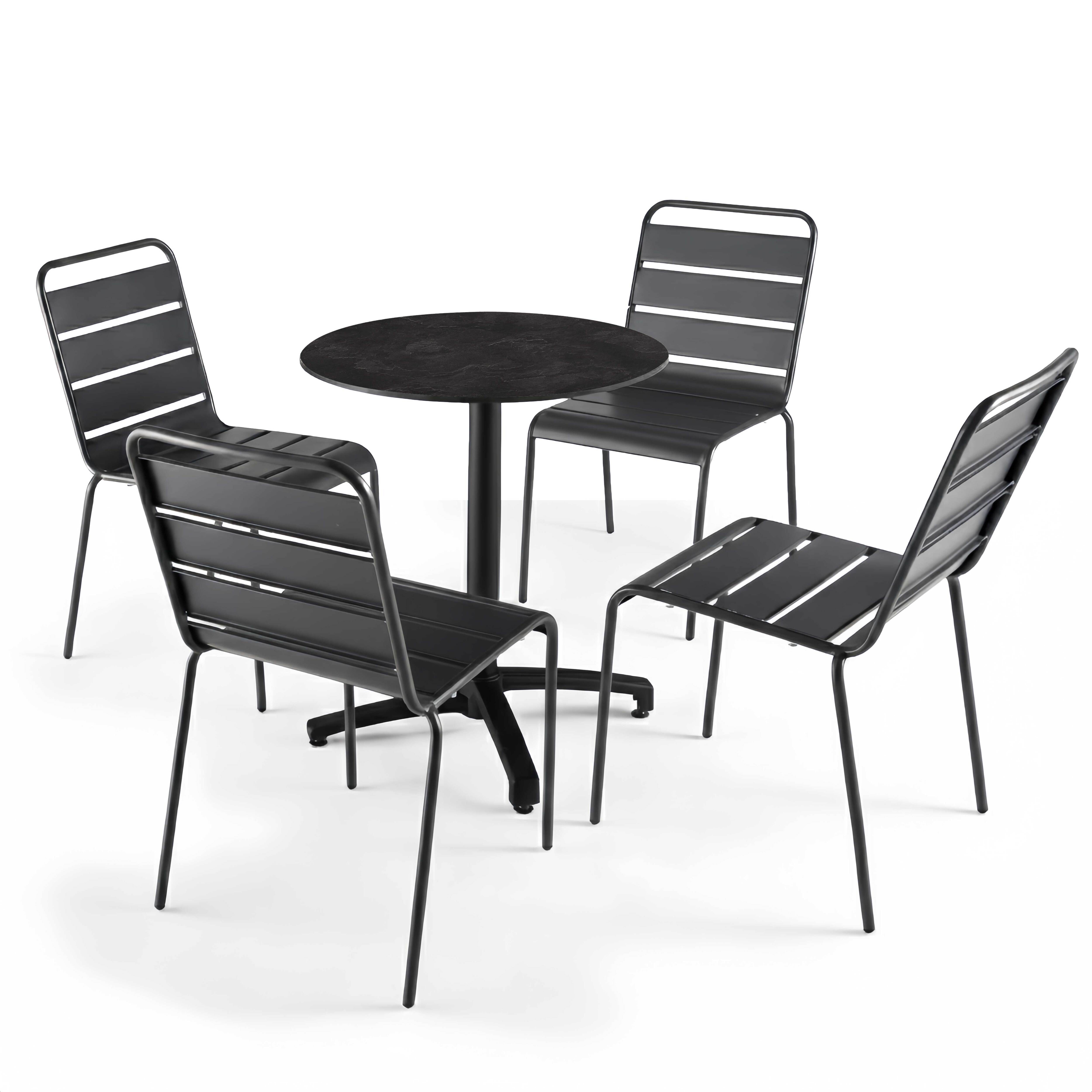 Oviala - Table de jardin ronde 60 cm inclinable aluminium et HPL ardoise Opera - Oviala - Image 3
