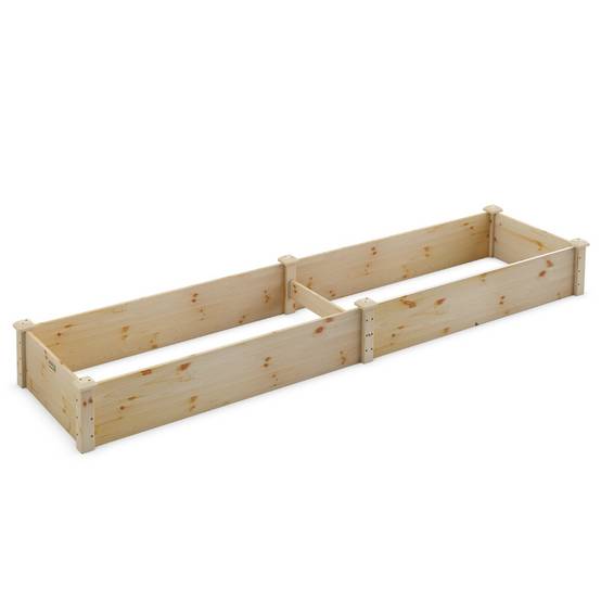 Carré Potager de Jardin Rectangulaire en Bois de Sapin 240x60x25CM Jardinière Surélevée avec Base Ouverte pour Fruits Légume - Image 1