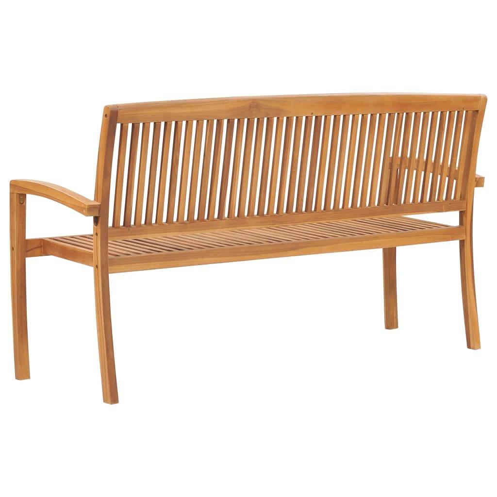 Helloshop26 - Banc de jardin meuble de patio d'extérieur terrasse empilable et coussin 159 cm bois de teck massif - Imagen 8