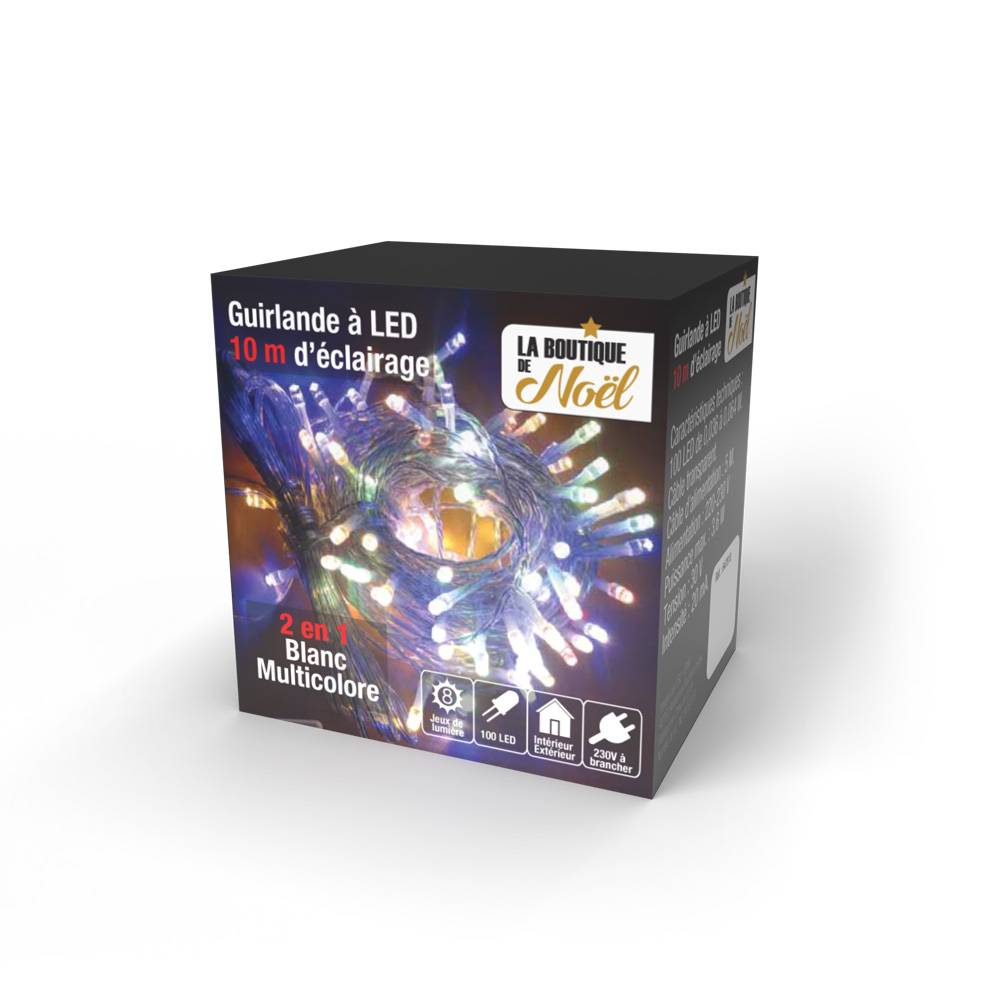 Guirlande lumineuse à LED multicolores 9,9 m 100 LED bicolores - LA BOUTIQUE - Imagen 1
