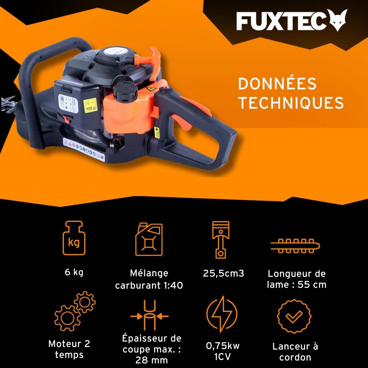 FUXTEC - Taille-haies thermique - FUXTEC FX-MH126 - 25,5cm3 lame 55cm - Image 3